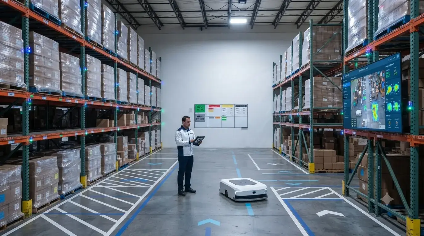 Autonomous AMR robot, full floor marking, a single operator